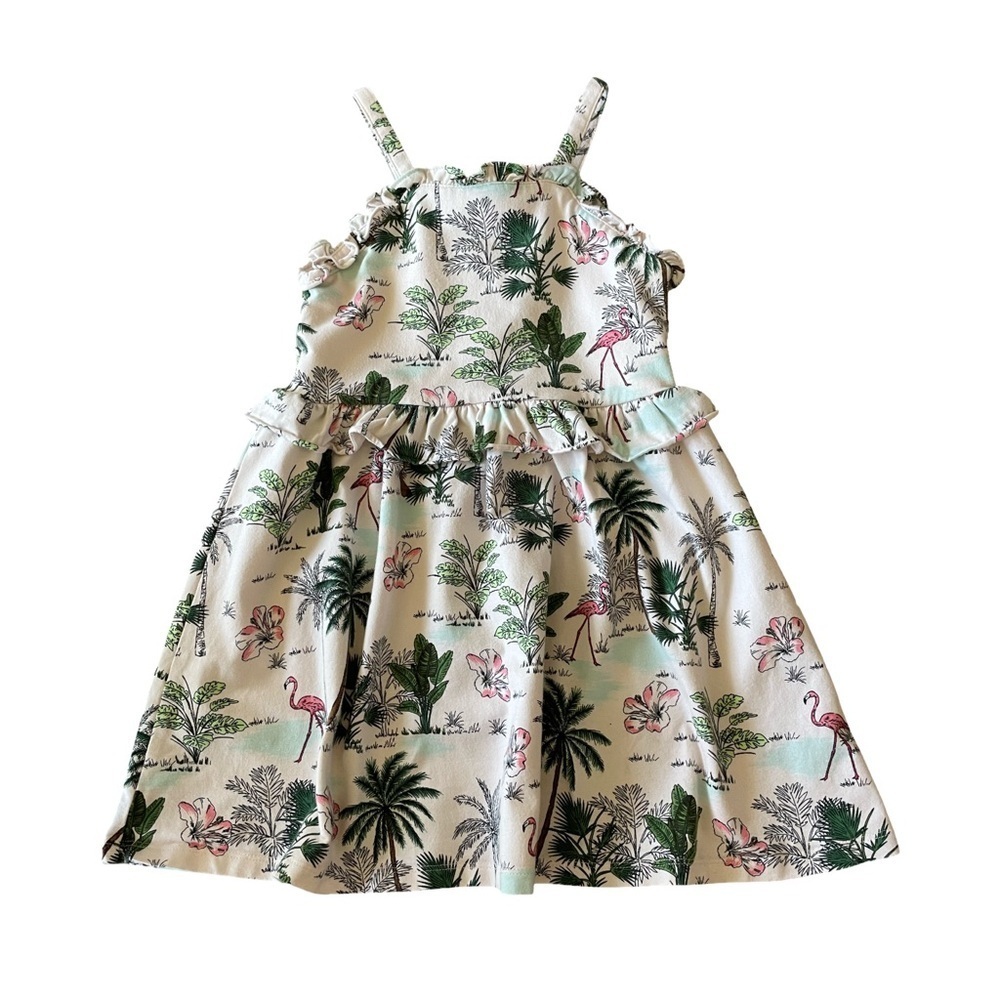 Janie and Jack Tropical Flamingo Print Ruffle Sundress Girls Size 4